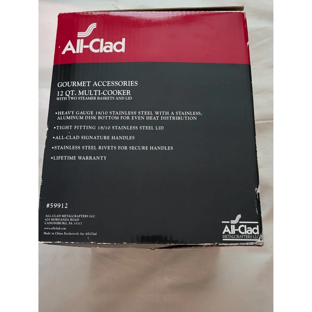 All-Clad Gourmet Accessories 12 Qt Multi-Cooker Stainless Steel 59912 New
